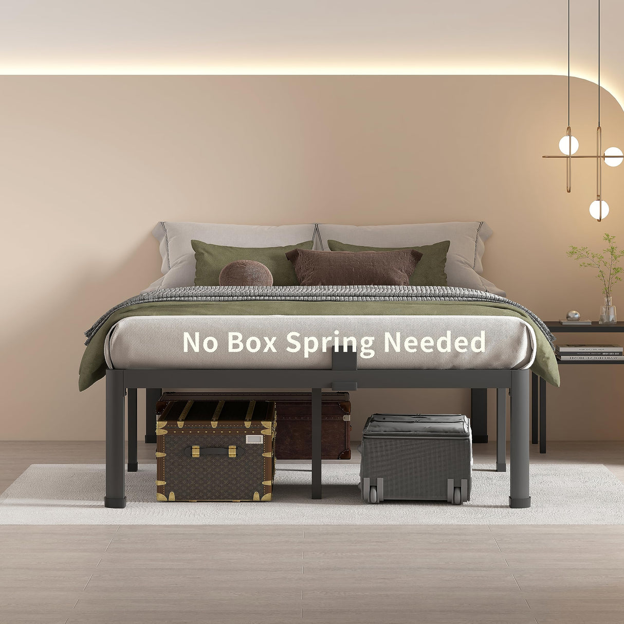 MAF 14 Inch Full Size Metal Platform Bed Frame with Round Corner Legs, 3000 LBS Heavy Duty Steel Slats Support, Noise Free, No Box Spring Needed, Easy Assembly MAF