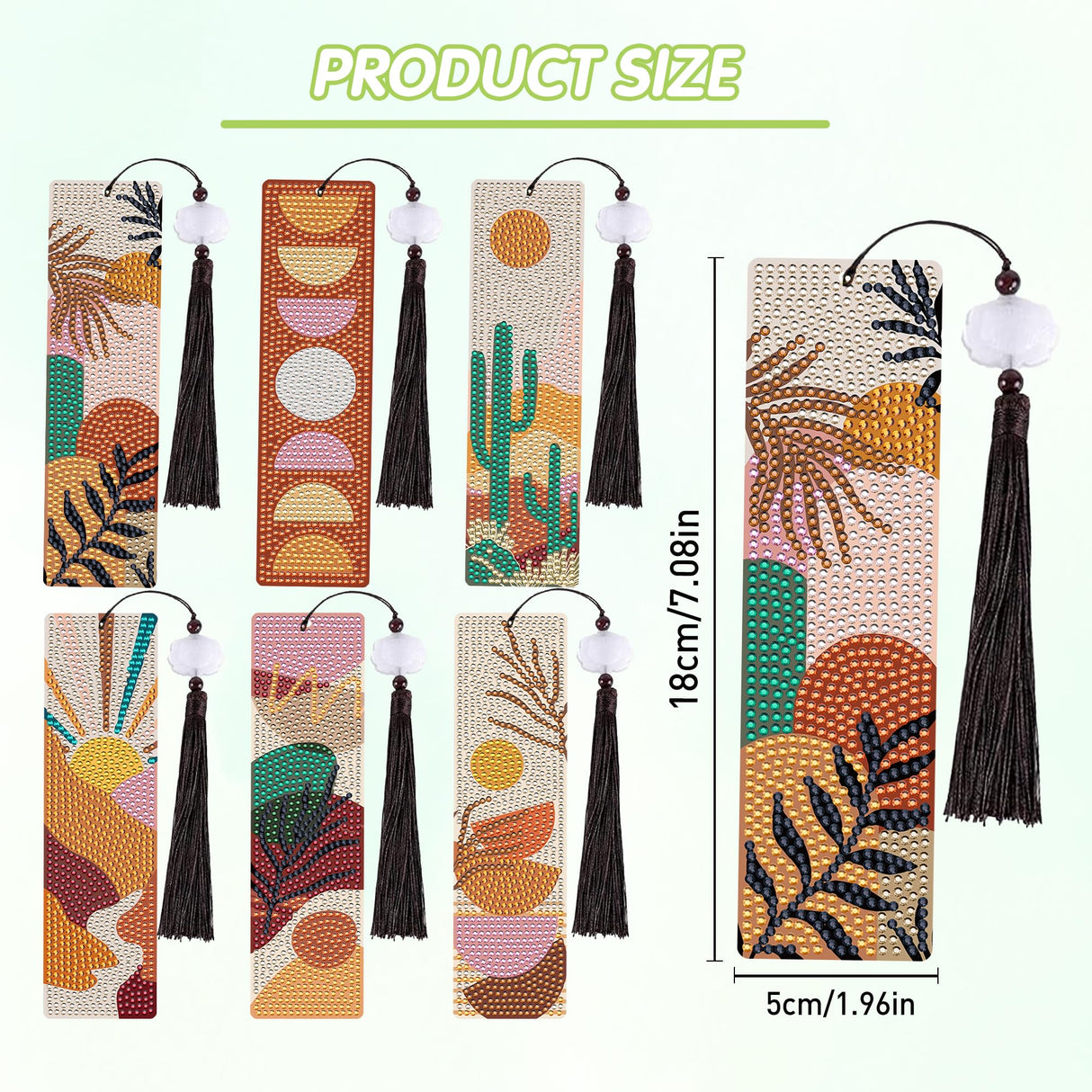 Boho Diamond Painting Bookmark Kit: 6PCS Aesthetic Diamond Art Bookmarks with Tassels, Bohemian Diamond Art Book Marks, DIY Craft Gift for Book Lovers, Reading Accessories for Adults & Kids CRASHOT
