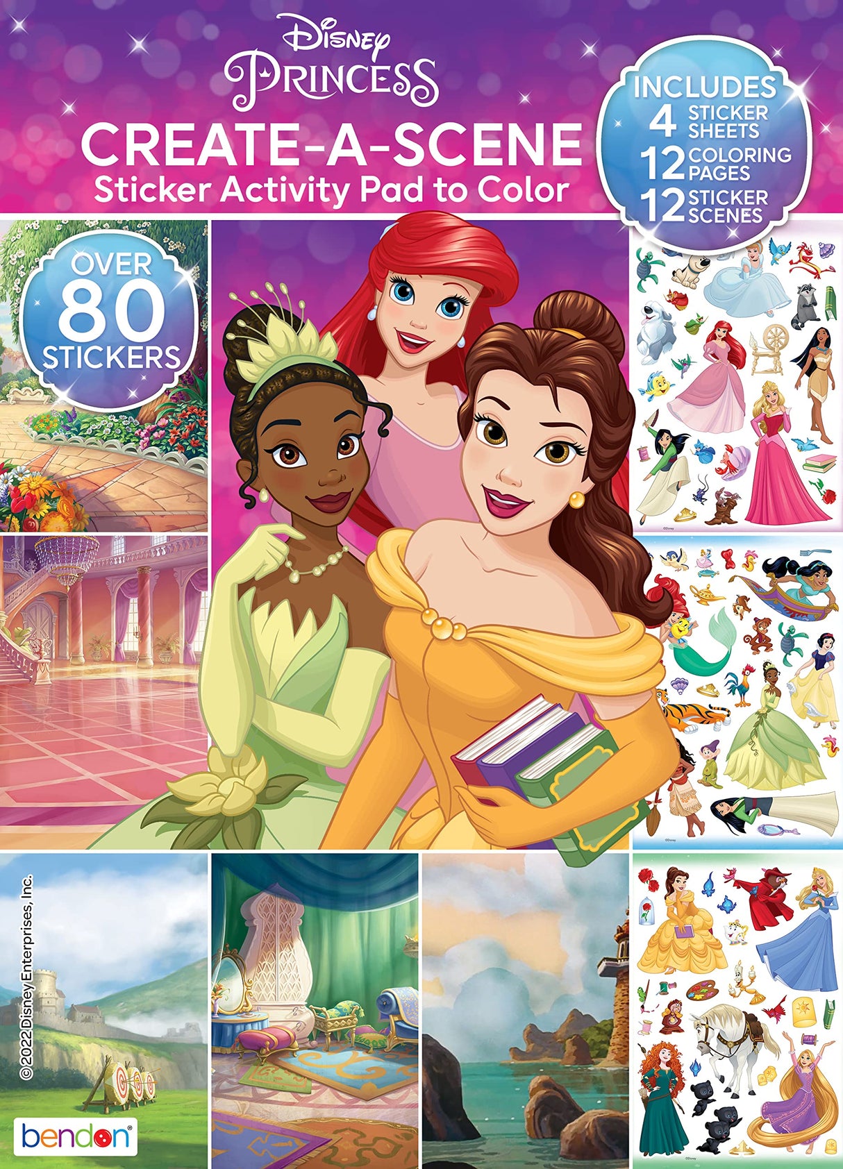 Disney Princess Create-A-Scene Over 80 Stickers Activity Pad to Color Bendon