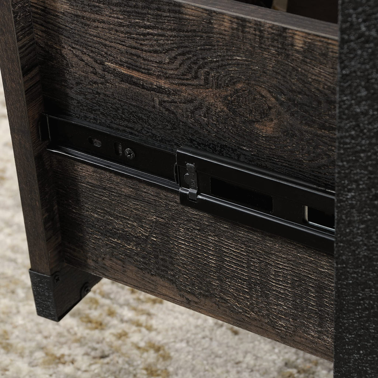 Sauder Steel River Desk, L: 47.48" x W: 23.47" x H: 29.53", Carbon Oak Finish Sauder