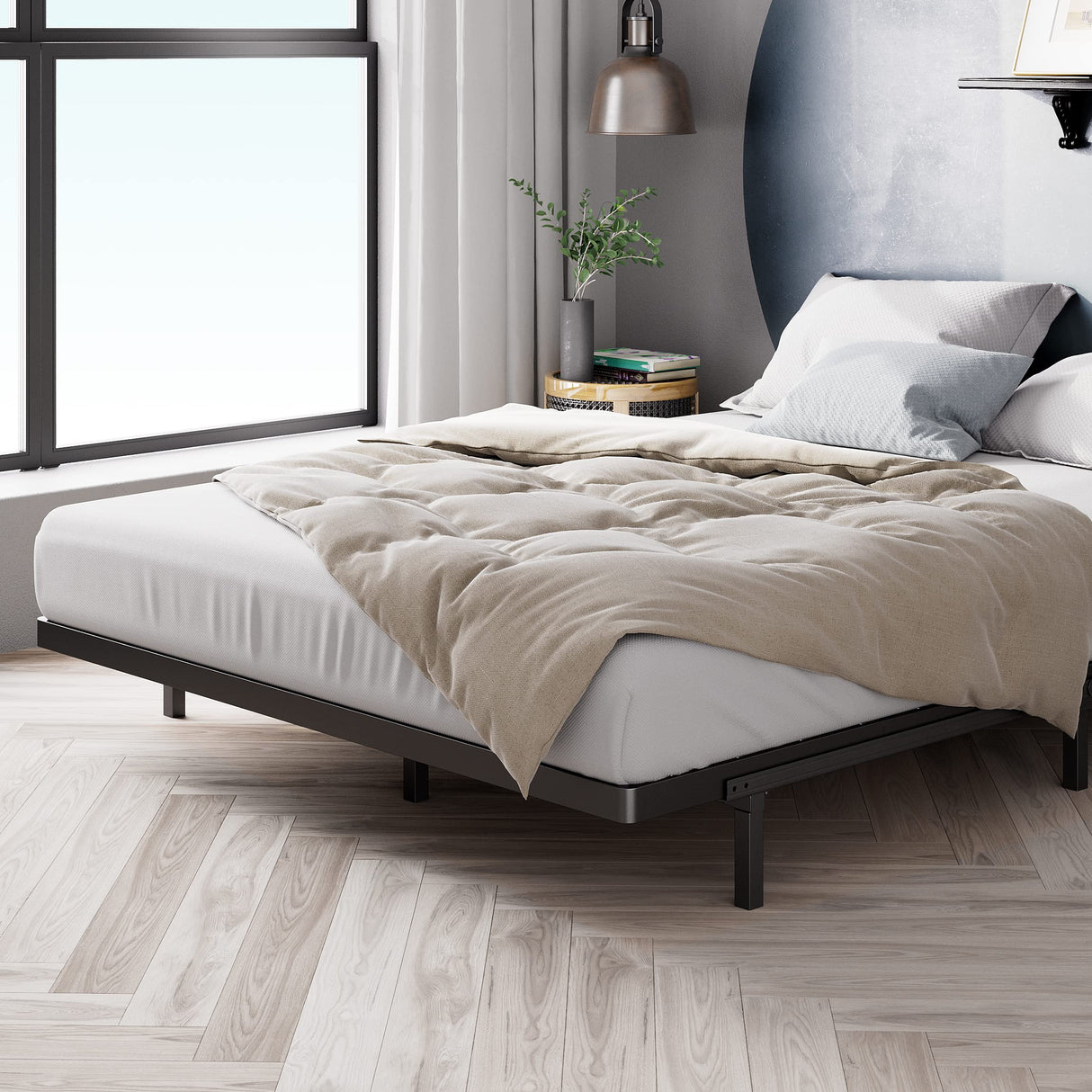 ZINUS Quick Lock Bunkie Board, Box Spring & Bed Slat Replacement, Metal Frame with Steel Slats, Easy Assembly, Queen Zinus