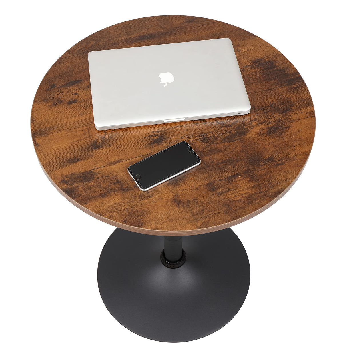 Finnhomy 23.6inches Round Cocktail Bar Table with Metal Base, Tall Bistro Pub Table, Adjustable 27.9''-35.4'' Counter Bar Height for Kitchen, Living Room, Easy Assembly, Rustic Brown Finnhomy