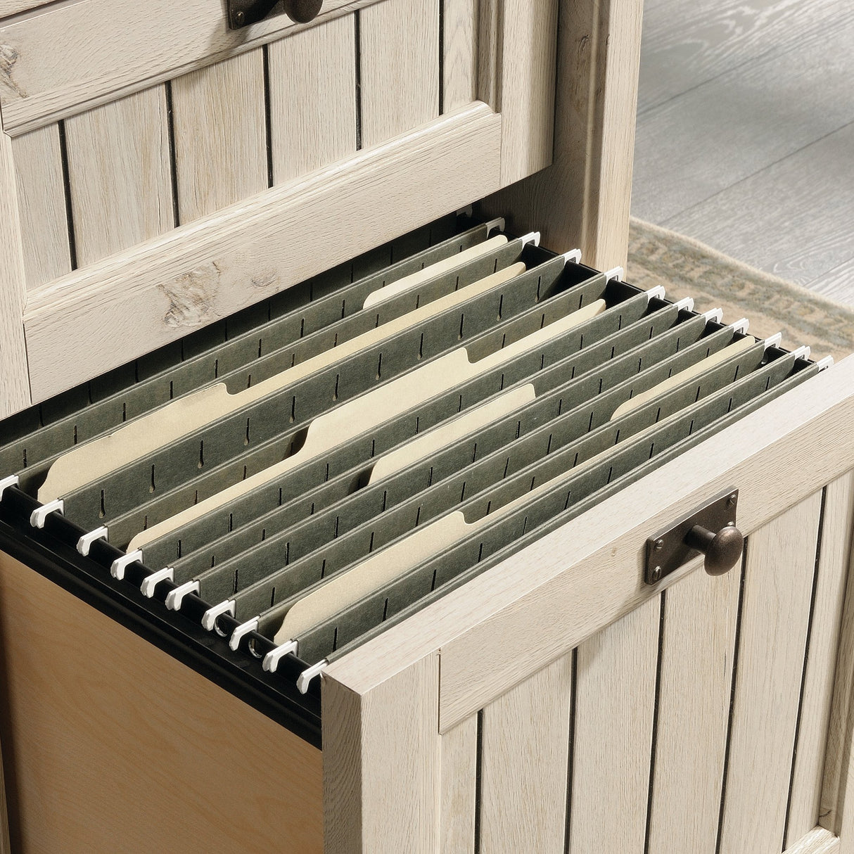 Sauder Costa Executive Desk, L: 65.12" x W: 29.53" x H: 30.0", Chalked Chestnut finish Sauder