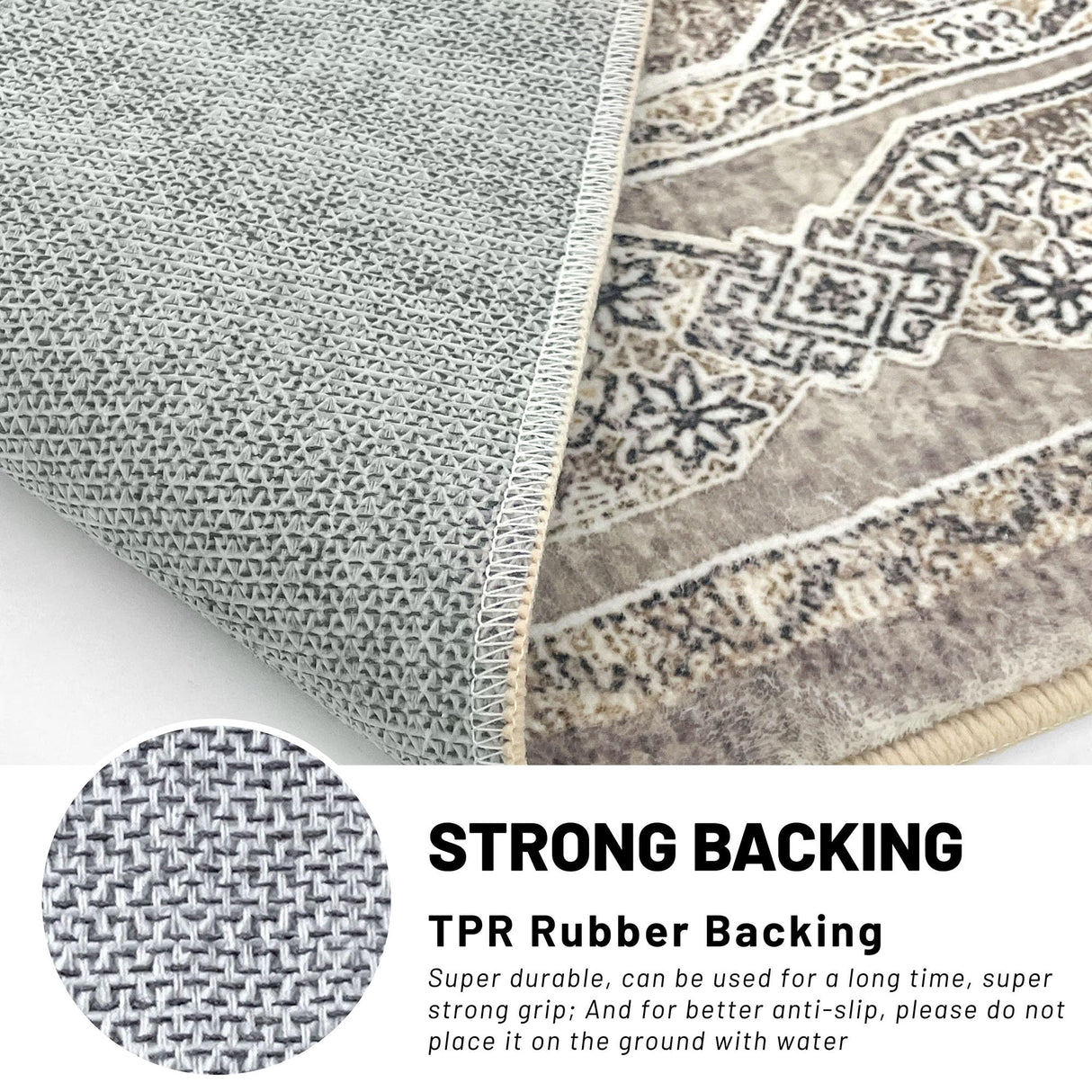 KUTA Extra Long Runner Rug for Hallway 2.6x18ft, Oriental Washable Kitchen Runner Ivory, Non-Slip Stair Runners Indoor Soft Printed Distressed Tribal Farmhouse Carpet Large Area Runner KUTA