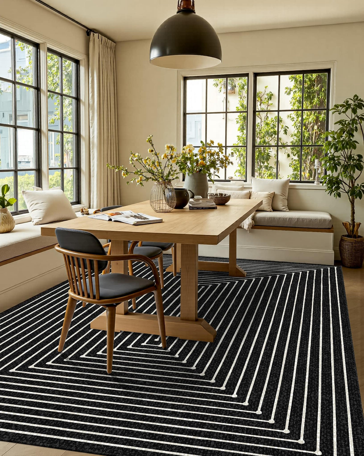 Latte&Fog 5x7 Area Rugs for Living Room Bedroom, Modern Abstract Washable Rug, Boho Non Slip Low Pile Carpet for Indoor Dining Room, Office, Dorm, Classroom, Farmhouse and Kids Room Latte&Fog