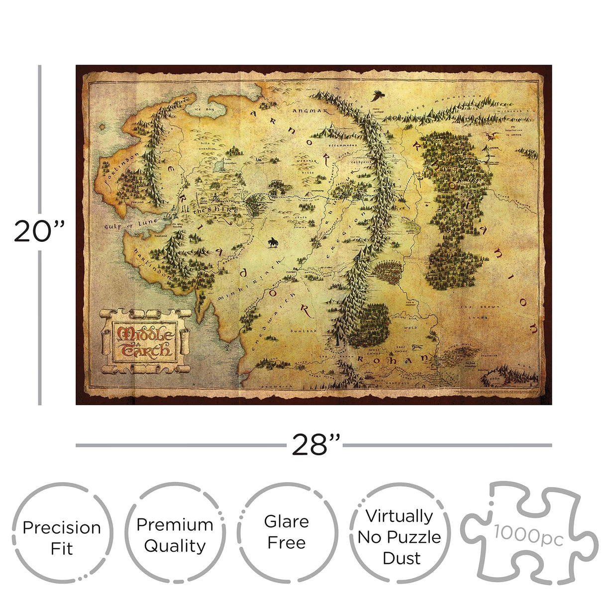 AQUARIUS The Hobbit Map Puzzle (1000 Piece Jigsaw Puzzle) - Glare Free - Precision Fit - Officially Licensed The Hobbit Merchandise & Collectibles - 20 x 28 Inches AQUARIUS