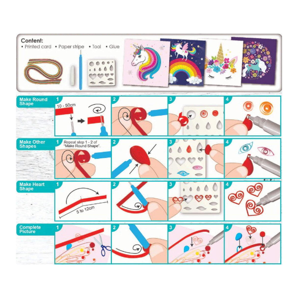 C.S. Kids DIY Paper Quilling Arts & Crafts Gifts – Unicorn| 3D Paper Quilling Design Kits for Kids, Make Your Own Paper Art (Paper Strips & Tools Included) C.S.KIDS