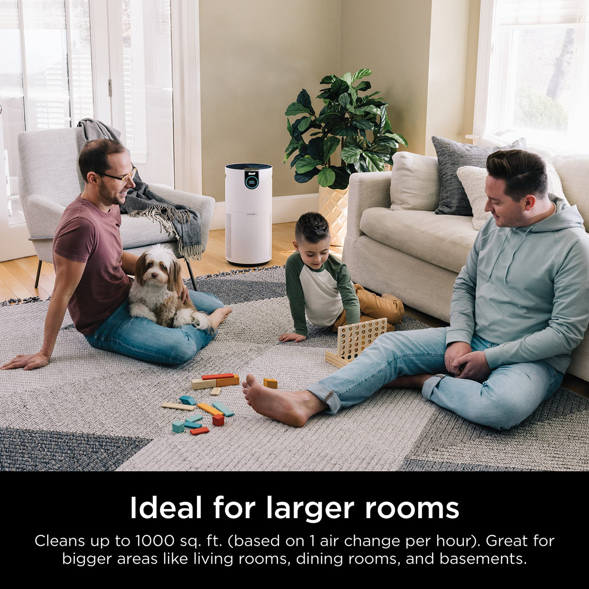 Shark Air Purifier for Home Large Room, Clean Sense Technology, HEPA Air Filter, 1000 Sq Ft, Kitchen, Filters Smoke, Captures 99.98% of Particles, Pet Dander, Pollutants, Dust, Allergens, HP201 Shark