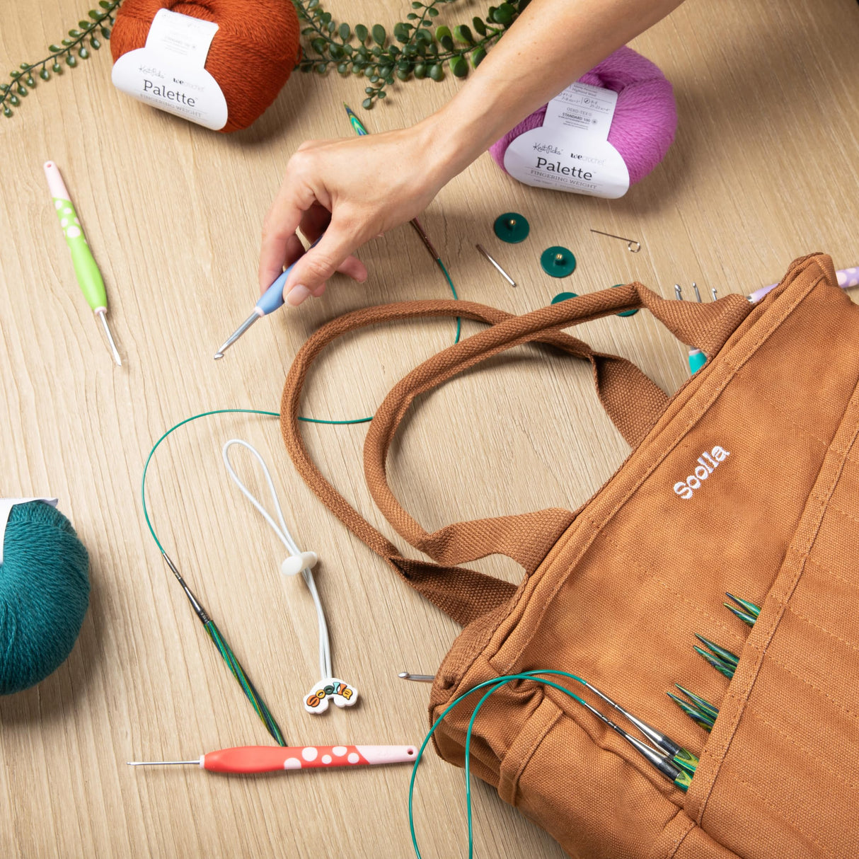 Soolla Studio Bag: Pottery Tool Bag, Art Supply Storage, Knitting Yarn Organizer, Crochet Projects, & Washable Craft Tote, 30 Pockets, 25+ Canvas Colors, Student Artist Gift (Ganja Green) Soolla