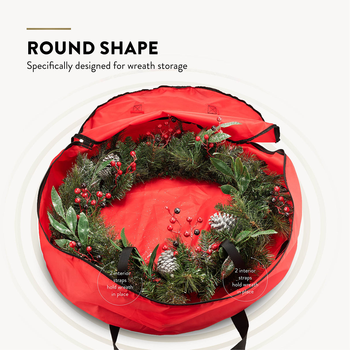 ZOBER Christmas Wreath Storage Container - 24 Inch, Waterproof Wreath Box - Dual Zippers, Durable Handles, & Card Slot - Holiday and Seasonal Wreath Storage Boxes - 2 Pk ZOBER