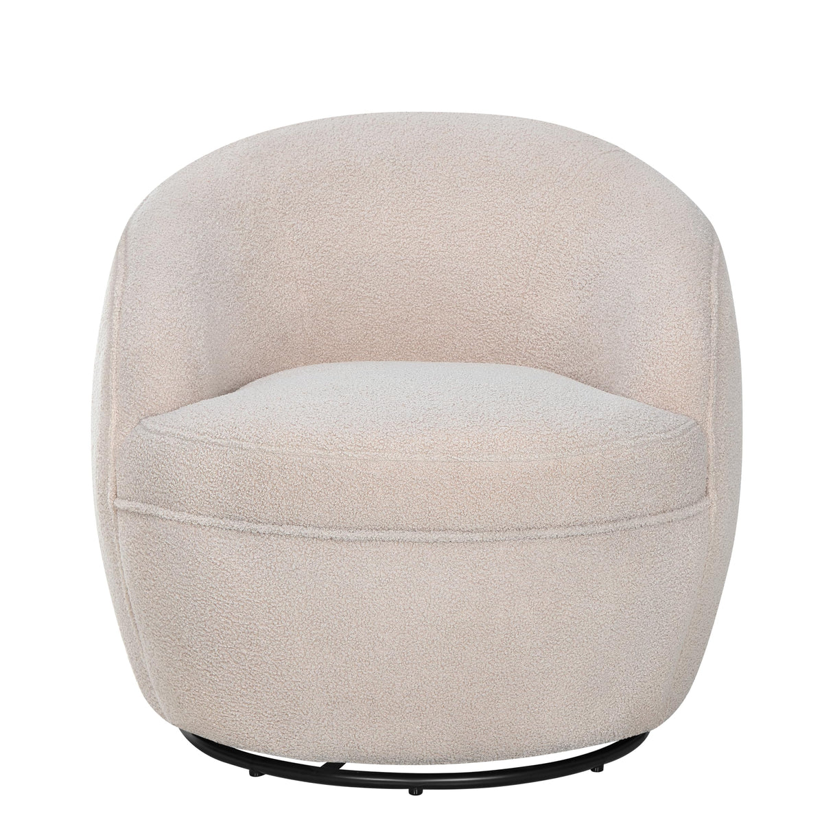 Roundhill Furniture Galleria 360 Swivel Teddy Sherpa Barrel Chair, Beige Roundhill Furniture