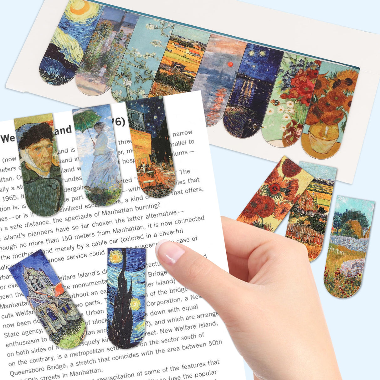 Chambom 16 PCS Magnetic Bookmarks - Bookmarks for Book Lovers, Bulk Bookmarks, Oil Painting Magnetic Bookmarks for Women, Men, Kids, Students Chambom
