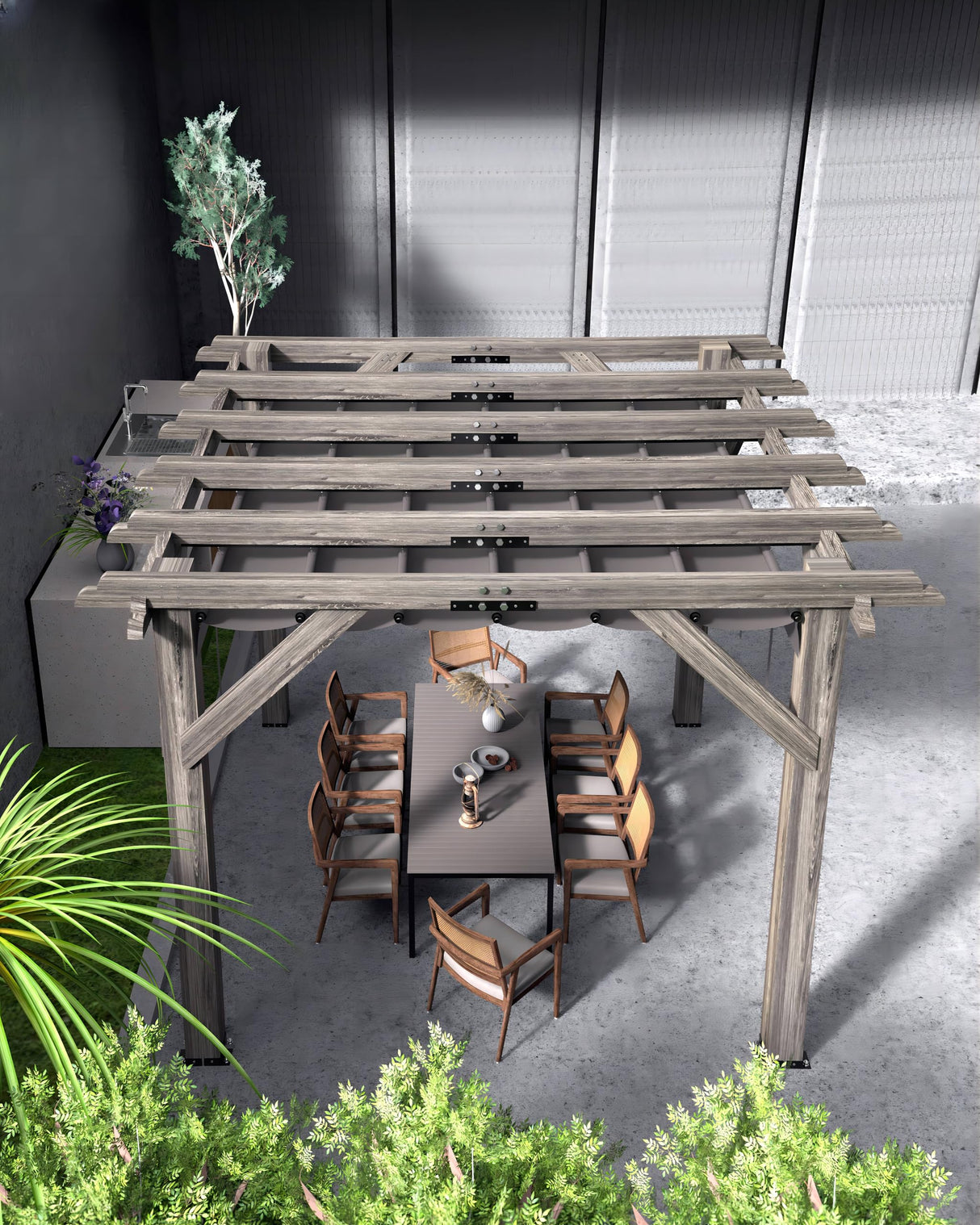 GAOMON 10 X 10 FT Wood Pergola, Solid Structure, Retractable Shade Canopy, Outdoor Wooden Pergola for Patio, Backyard, Deck, Garden GAOMON