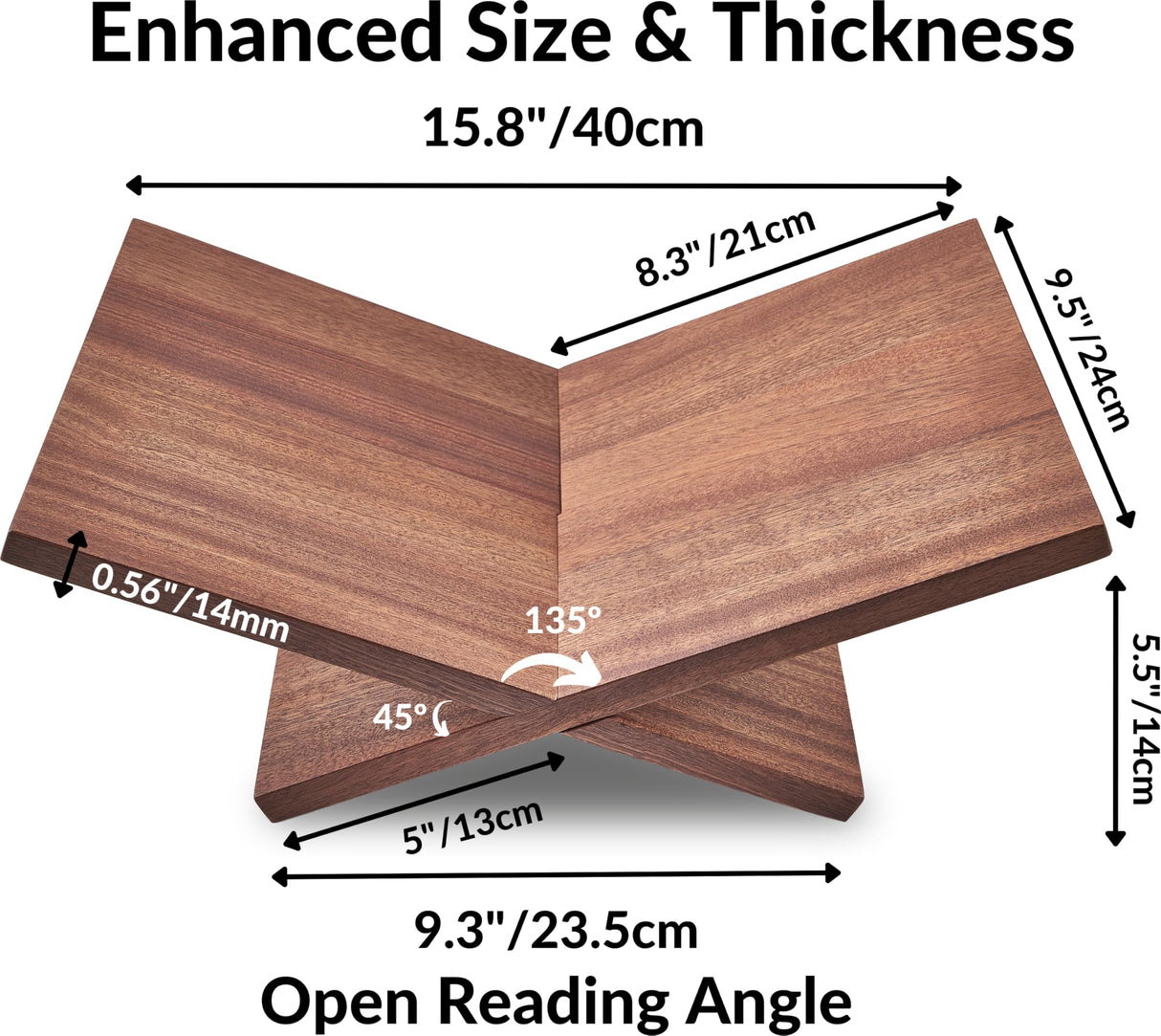 Honygebia Solid Wood Book Stands - Cross Frame Sapele Wooden Book Holder, Open Bookstand for Display and Reading, Suitable for Art, Bible, Cookbook, Easel, Magazine, Textbooks Honygebia