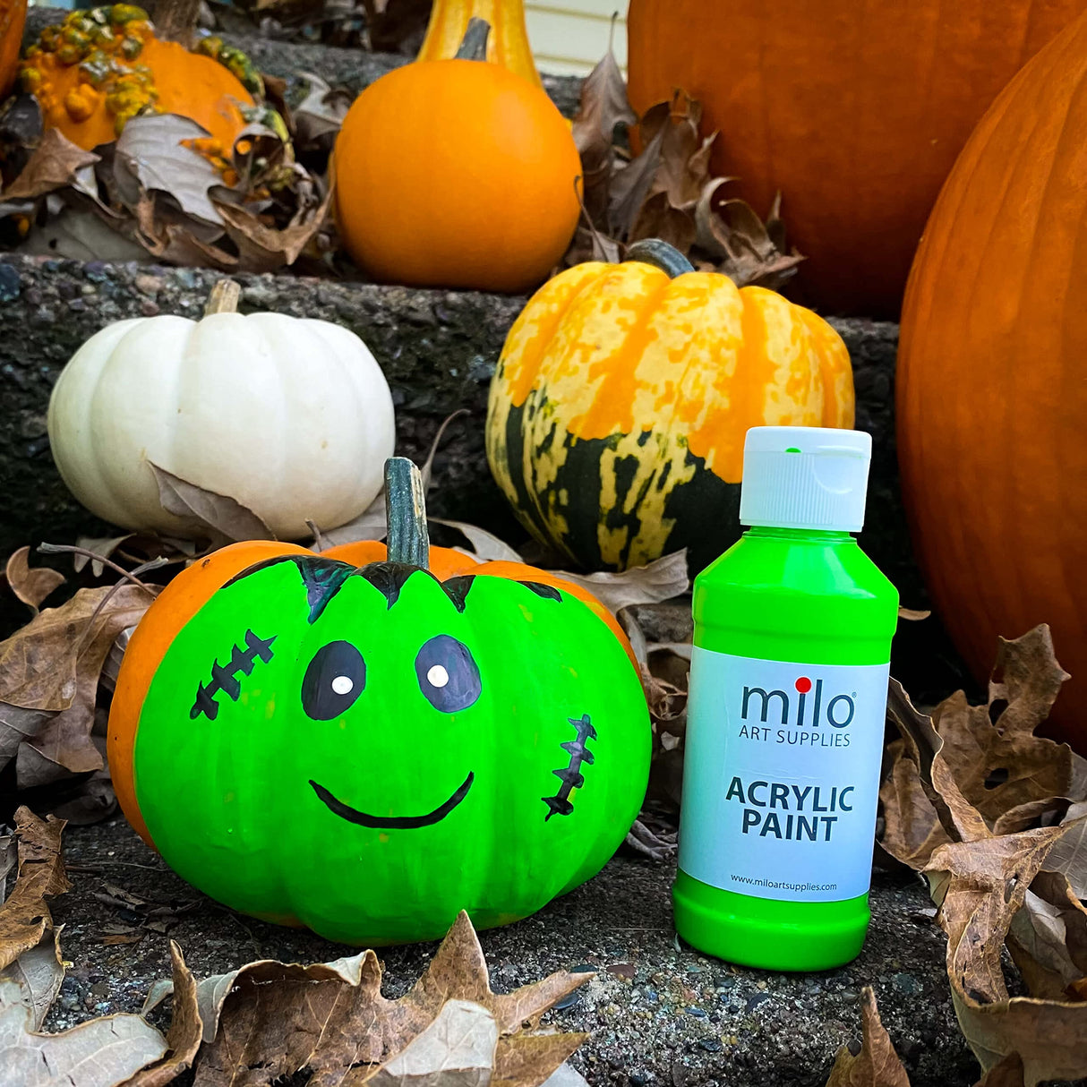 milo Fluorescent Acrylic Paint Set of 6 Colors | 4 oz Bottles | Student Neon Colors Acrylics Painting Pack | Made in the USA | Non-Toxic Art & Craft Paints for Artists, Kids, & Hobby Painters milo