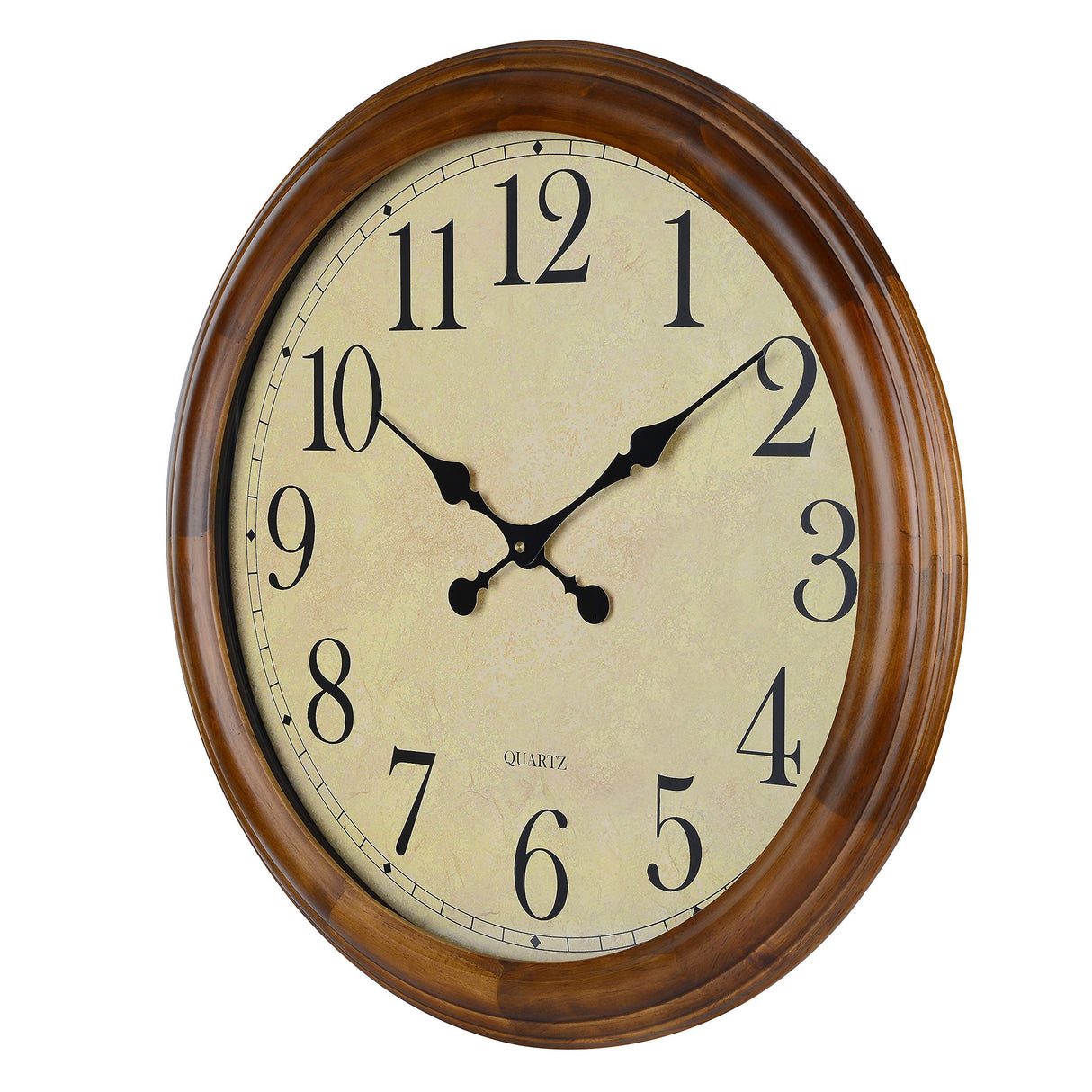 24-Inch Wood Silent Non-Ticking Battery Operated Decorative Wall Clock Brown Old Oak