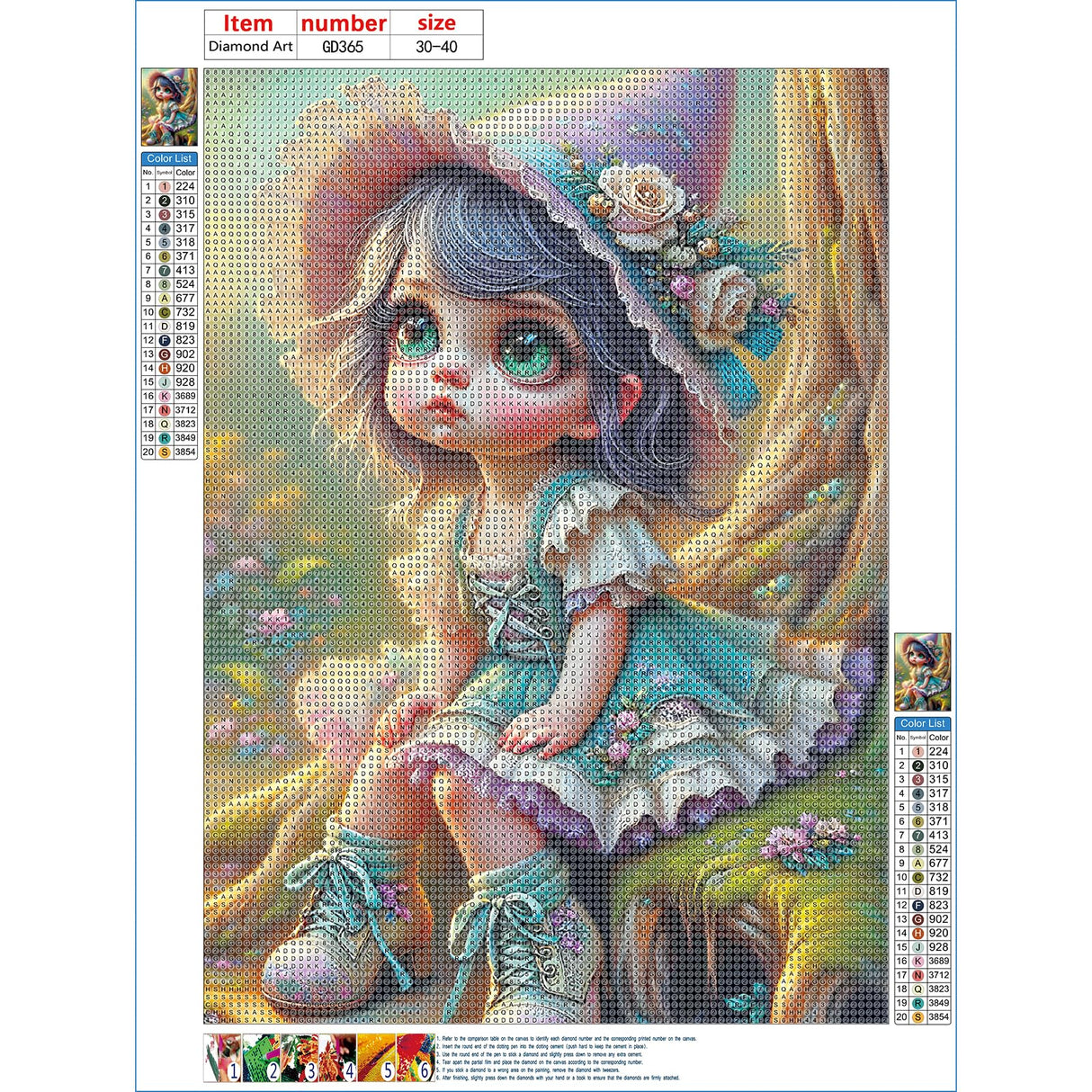 GDYEEH DIY 5D Cartoon Elf Diamond Art Kits, Round Full Drill Sparkling Fairy Girl Diamond Painting Picture, Dreamland Painting by Numbers Art Kits for Adults Beginners Home Wall Decor 12x16 inch GDYEEH
