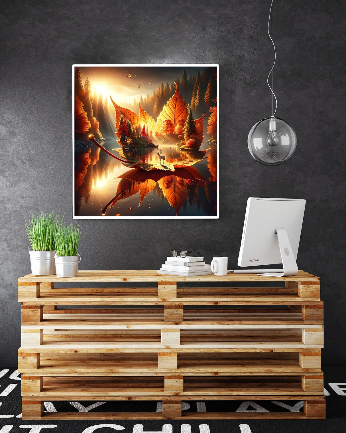 AREOPNMG 5D Fall Maple Leaf Diamond Painting Kits for Adults Beginners,DIY Mountain Lake Landscape Diamond Art,Full Round Drill Diamond Dot Gem Art Kits, Home Wall Decor 16x16 Inch AREOPNMG