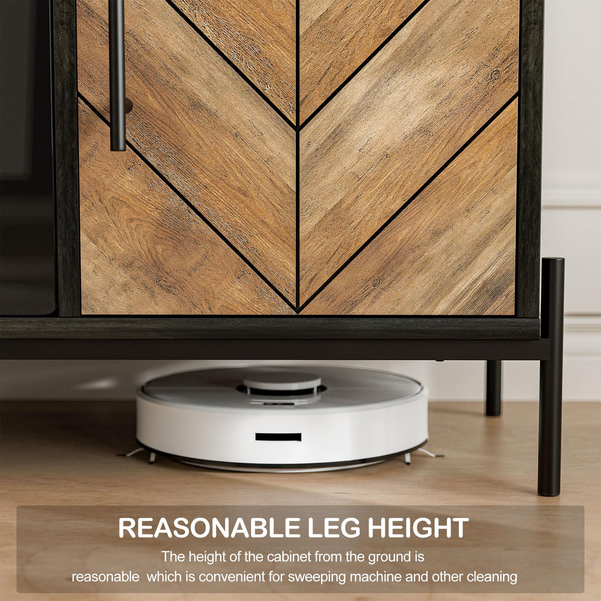 BELLEZE 68" TV Stand with 36" Electric Fireplace Heater, Entertainment Center with Storage Cabinet, Console Table for TVs up to 75" for Living Room, Bedroom - Harper (Black Ebony) BELLEZE