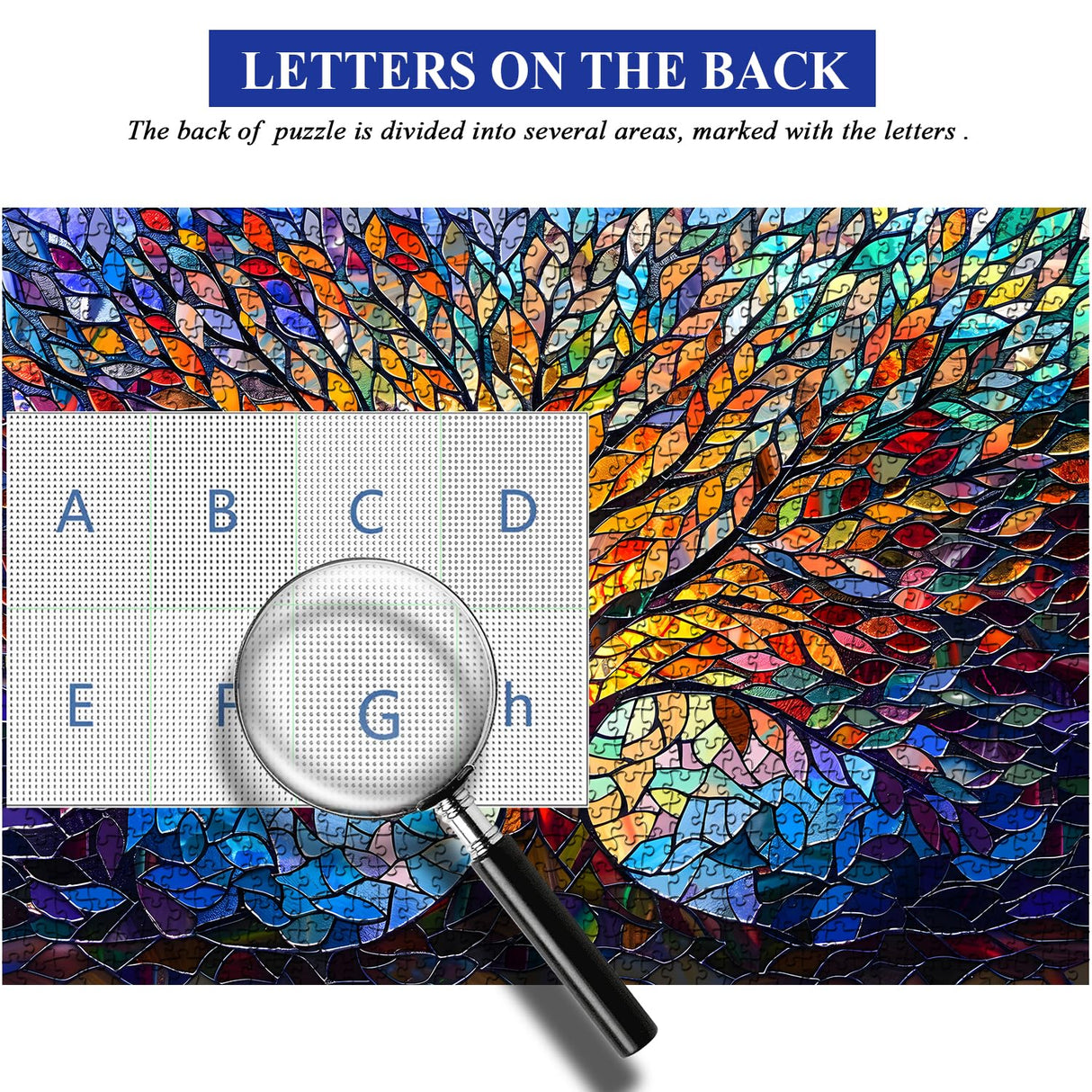 PICKFORU Stained Glass Puzzle Tree of Life Puzzles for Adults 1000 Pieces, Impossible Hard Difficult Challenging Puzzles for Adults, Colorful Mosaic Tree of Life Jigsaw Puzzle 1000 Pieces PICKFORU