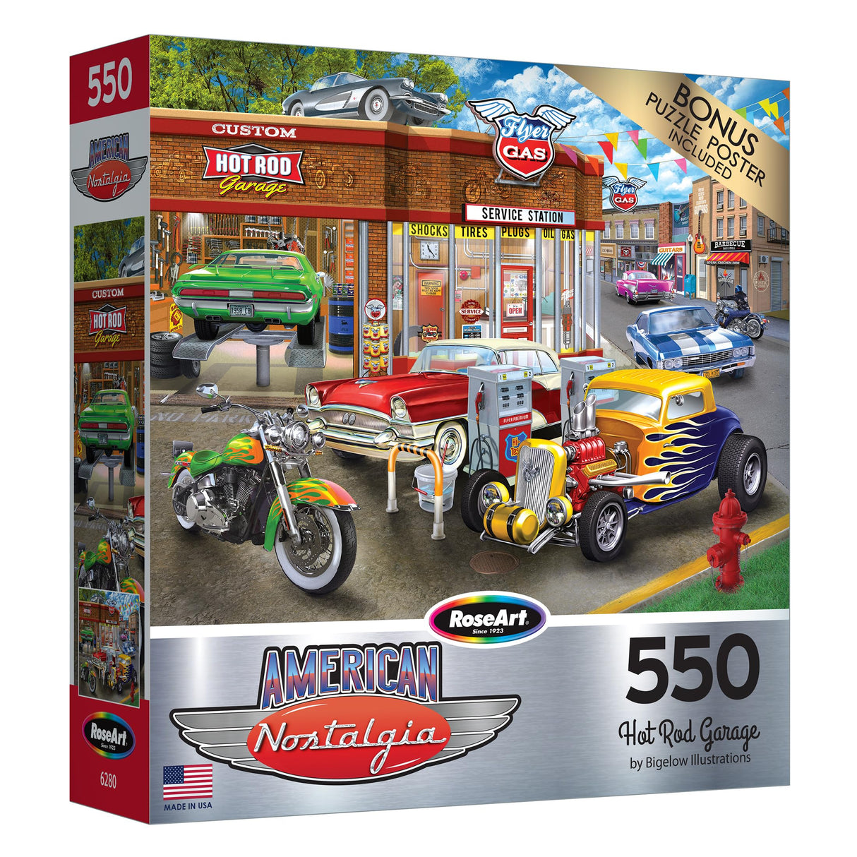 RoseArt - American Nostalgia - Hot Rod Garage - 550 Piece Jigsaw Puzzle for Adults RoseArt