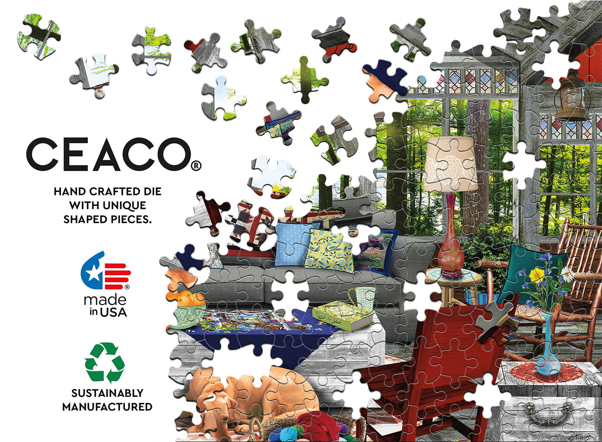 Ceaco - Tracy Flickinger - Lake Cabin - Oversized 300 Piece Jigsaw Puzzle, 24 x 18 Ceaco