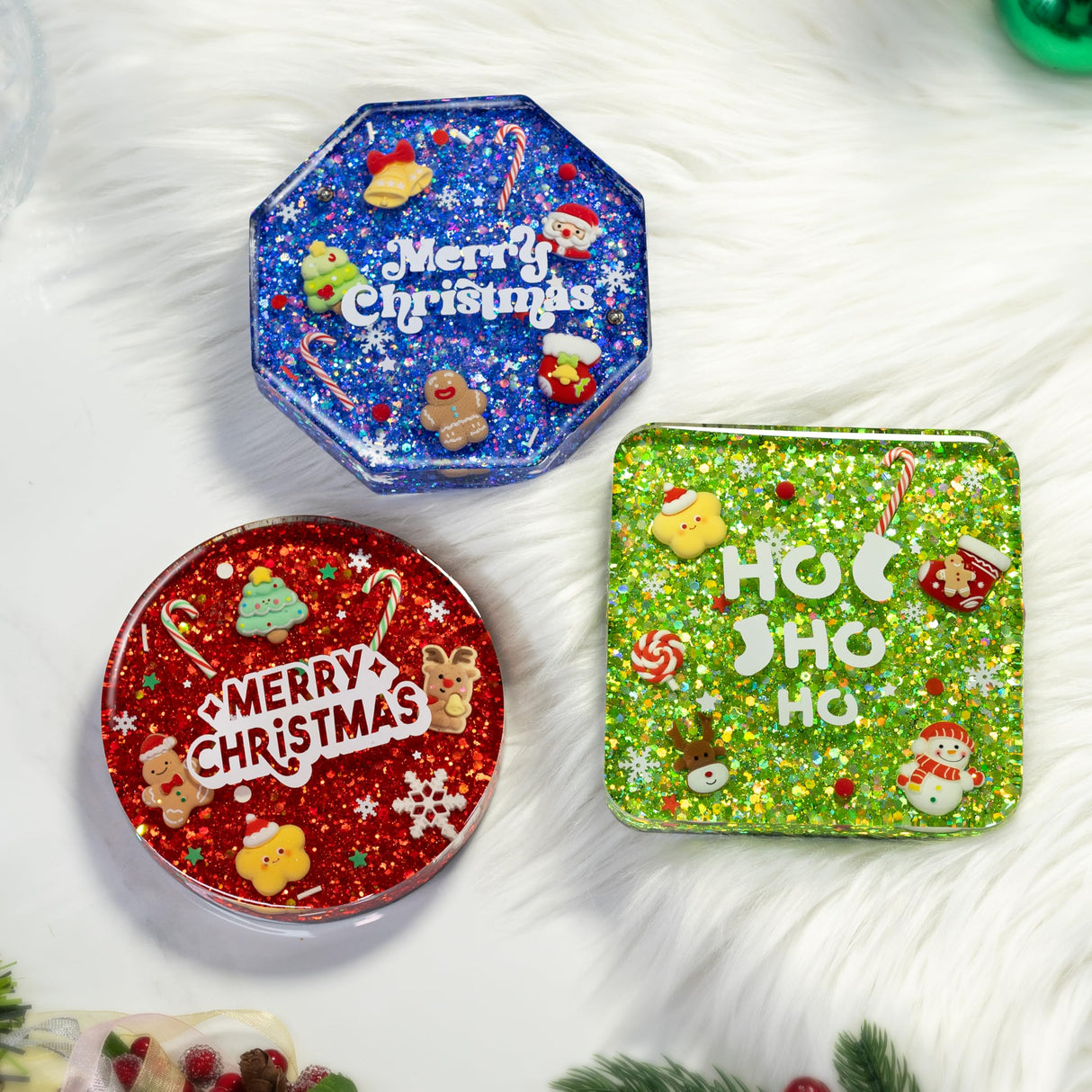 LET'S RESIN Upgraded Deeper & Larger Coaster Resin Molds, 12 Cavities Epoxy Resin Molds with 3 Pcs Round Square Octagon Shapes, Coaster Molds for Epoxy Resin, Cups Mats, DIY Craft, Bar Coaster LET'S RESIN