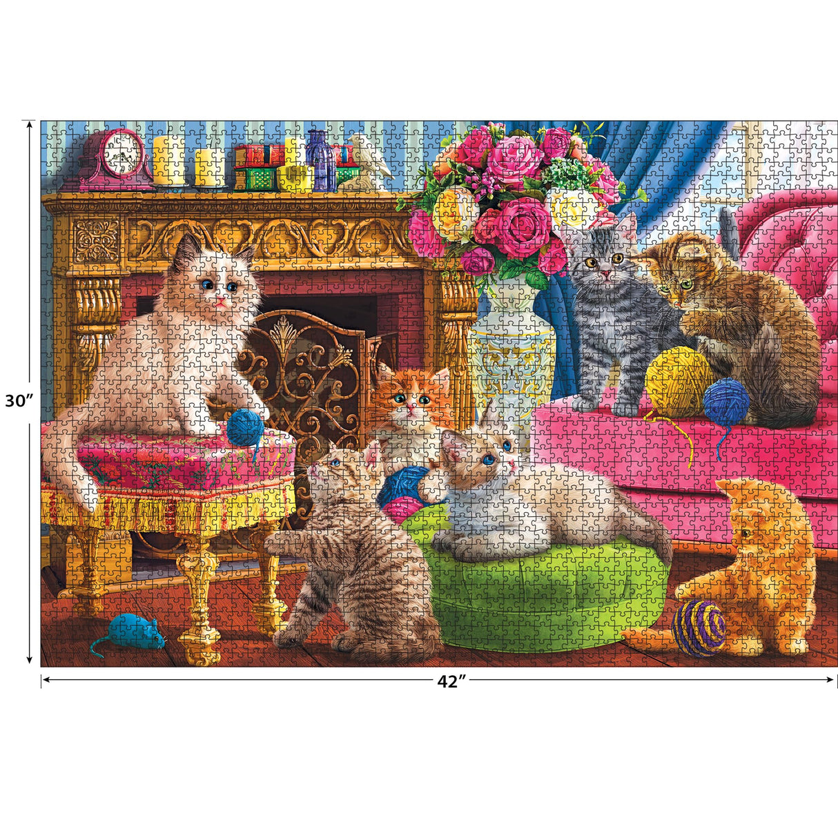 RoseArt - Kodak Premium - Kittens by The Fireplace - 3000 Piece Jigsaw Puzzle for Adults RoseArt