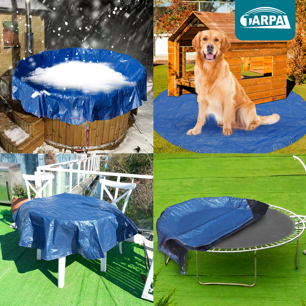 TARPAL 18ft Round tarp Waterproof 8mil Poly Tarps Pool Cover Multifunctional Tarpaulin Pool Covers for Above Ground Pools Dust and UV Resistance .(Blue/Black) TARPAL