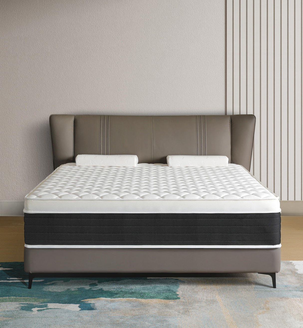 elitspace Queen Size Mattresses,Memory Foam Hybrid Mattress in a Box,10 inch Medium Firm Feel mattresses,Individual Pocket Spring and Supportive, Comfort for Sleep,Pressure Relief,Black & White. elitspace
