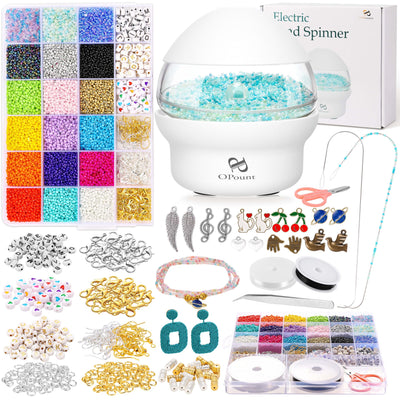 PP OPOUNT 18437 PCS Electric Bead Spinner Kit with Value Jewelry Beads Set, Bead Spinners for Seed Beads for Jewelry Making, Powered Bead Spinner (Patent Product)