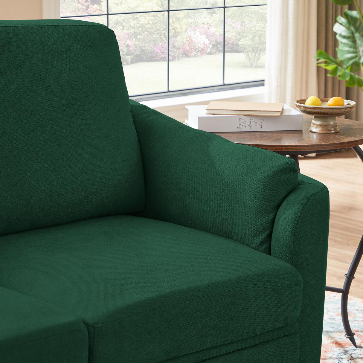 Pingliang Home 60" Loveseat Small Couch, Mid Century Modern Love Seat with Back Cushions and Wood Legs, 2 Seater Small Sofa for Living Room, Bedroom, Dorm and Small Spaces, Green Pingliang Home