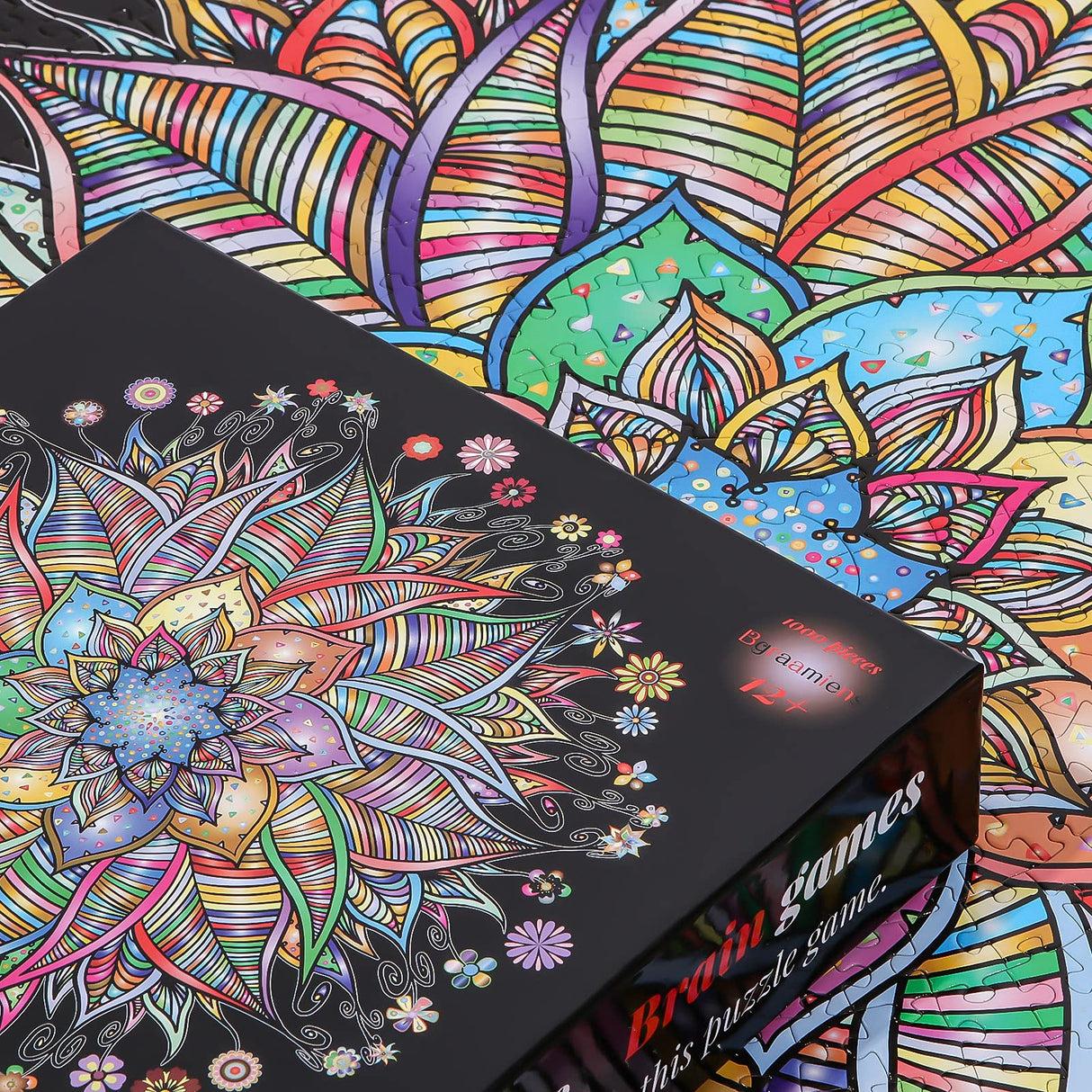 Bgraamiens Puzzle-Flower Whisper-1000 Pieces Round Puzzle Color Challenge Jigsaw Puzzles for Adults and Kids Bgraamiens