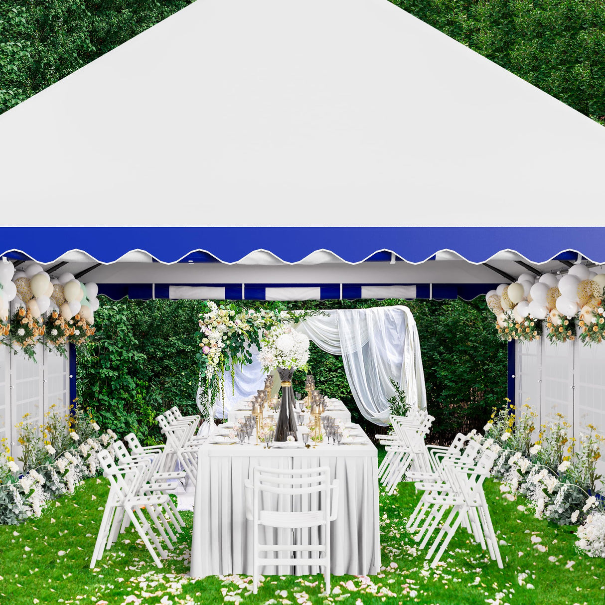 Tents for Parties Party Tent 16x20 ft, Outdoor Canopy Carpas para Fiestas Heavy Duty, Large Waterproof Patio Event Wedding Tent White & Blue with Sidewalls Walls for Backyard Sophia & William