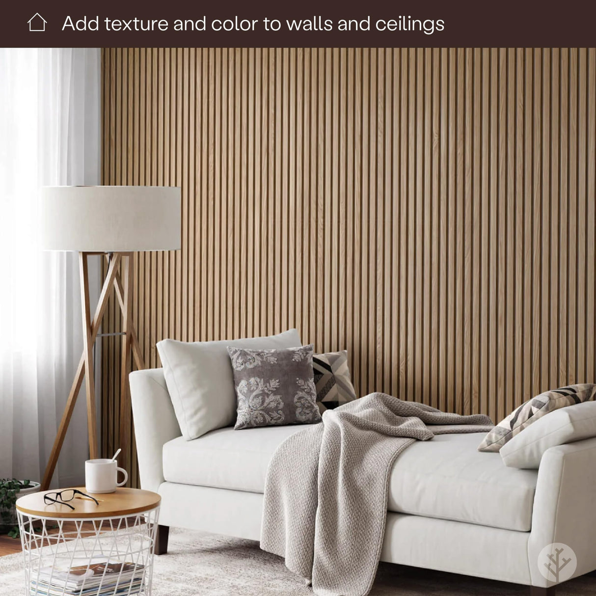 WVH Slatpanel Acoustic Wood Wall Panels (2 x 94.49” x 12.6”, Slatted Oak Veneer Gray Felt) Slatpanel