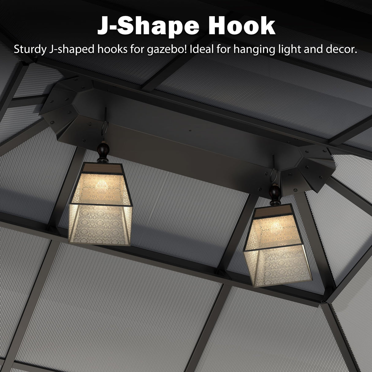 Raysfung Hardtop Gazebo 12' x 16', Patio Gazebos with Polycarbonate Roof & Steel Frame, Outdoor Pavilion with Gray Curtain&Netting for Backyard/Lawn/Garden/Deck Raysfung