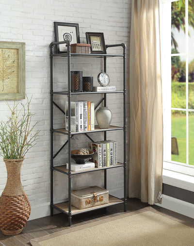 Itzel Bookshelf - Antique Oak / Sandy Gray