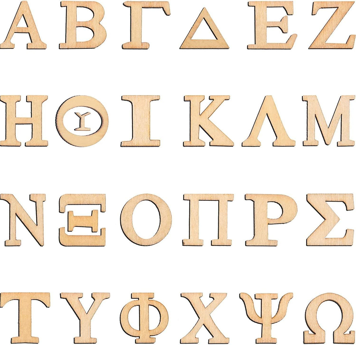 96 Pieces Wooden Greek Letter Unfinished Single Layer Greek Alphabets for DIY Painting Crafts Home Decoration (1 Inch) WoodArtSupply