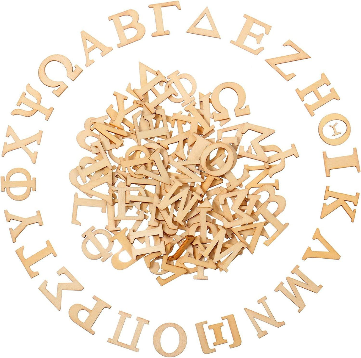 96 Pieces Wooden Greek Letter Unfinished Single Layer Greek Alphabets for DIY Painting Crafts Home Decoration (1 Inch) WoodArtSupply