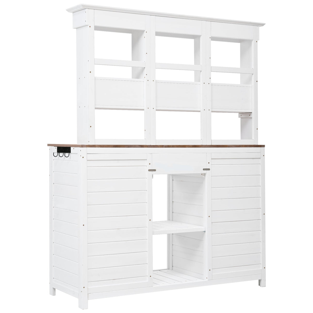 TOPMAX 65.7" Tall Garden Potting Bench Table with Hutch