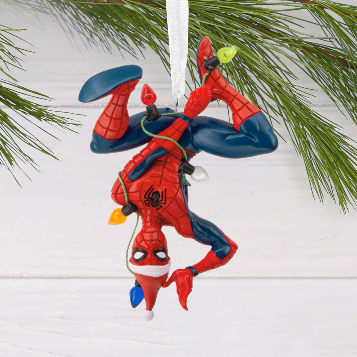 Hallmark Marvel Spider-Man Hanging from Lights Christmas Ornament, Gifts for Marvel Fans Hallmark