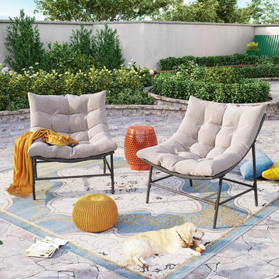 Sophia & William Outdoor Papasan Chairs with Cushion and Frame, Comfy Patio Chairs, Oversized Padded Lounge Chairs Set of 2, 350Ibs Capacity, Indoor & Outdoor Use