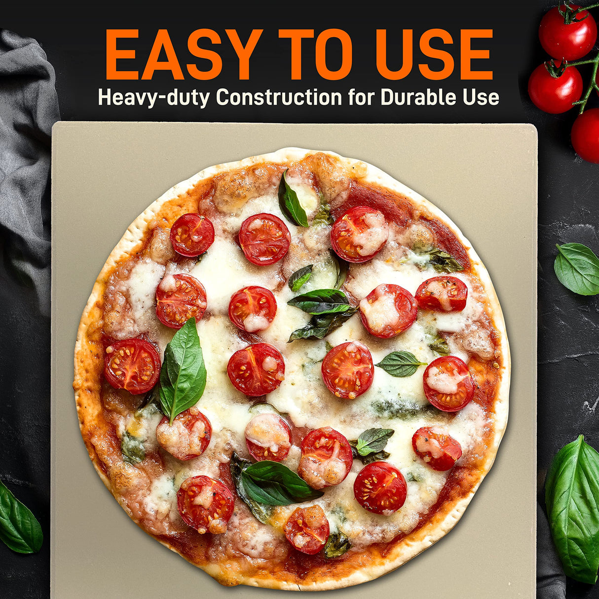 NutriChef Pizza Stone for Oven - Durable and Safe Cooking Stone for BBQ Grill and Oven, Thermal Shock Resistant Grilling Stone, For Pies, Pastry & Bread - 12.8” x 12.8” NutriChef