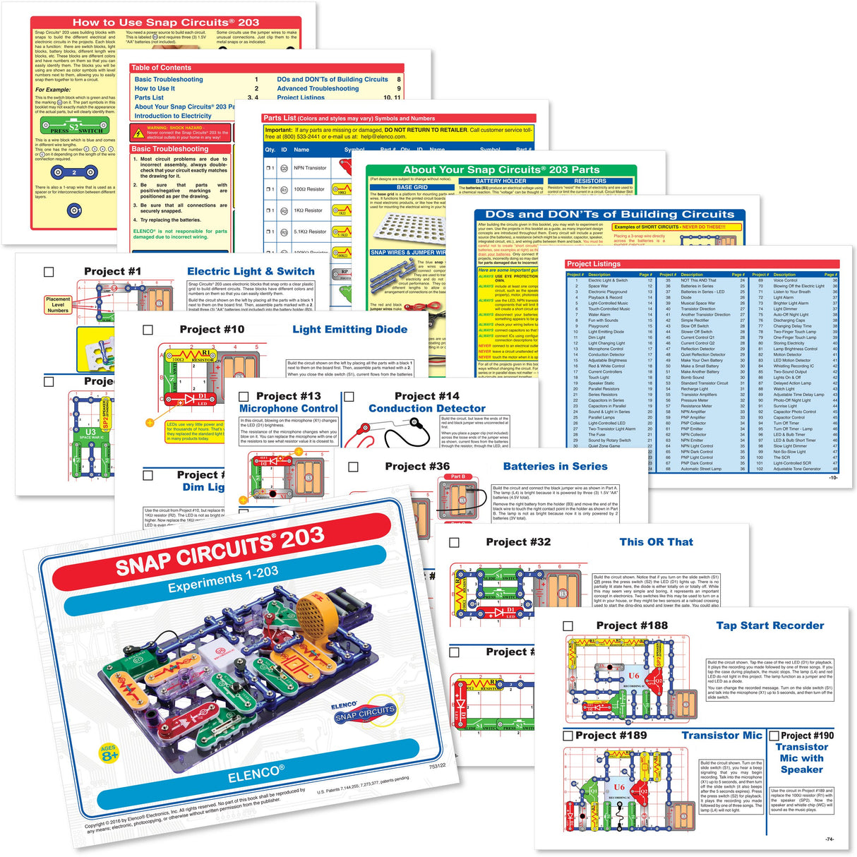 Snap Circuits 203 Electronics Exploration Kit | Over 200 STEM Projects | Full Color Project Manual | 42 Snap Modules | Unlimited Fun Snap Circuits