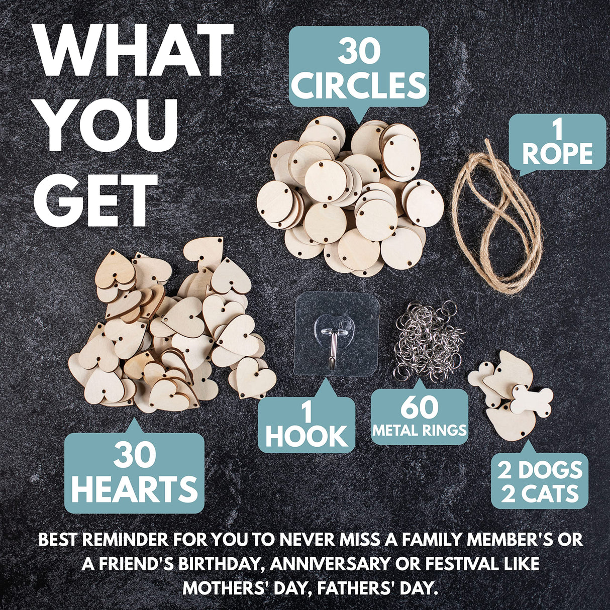 Gifts for Her Mom-Grandma, Personalized Family Birthday Calendar, DIY Wooden Birthday Reminder with Family Name, Custom Event Calendar Board, Grandma Lara Laser Works