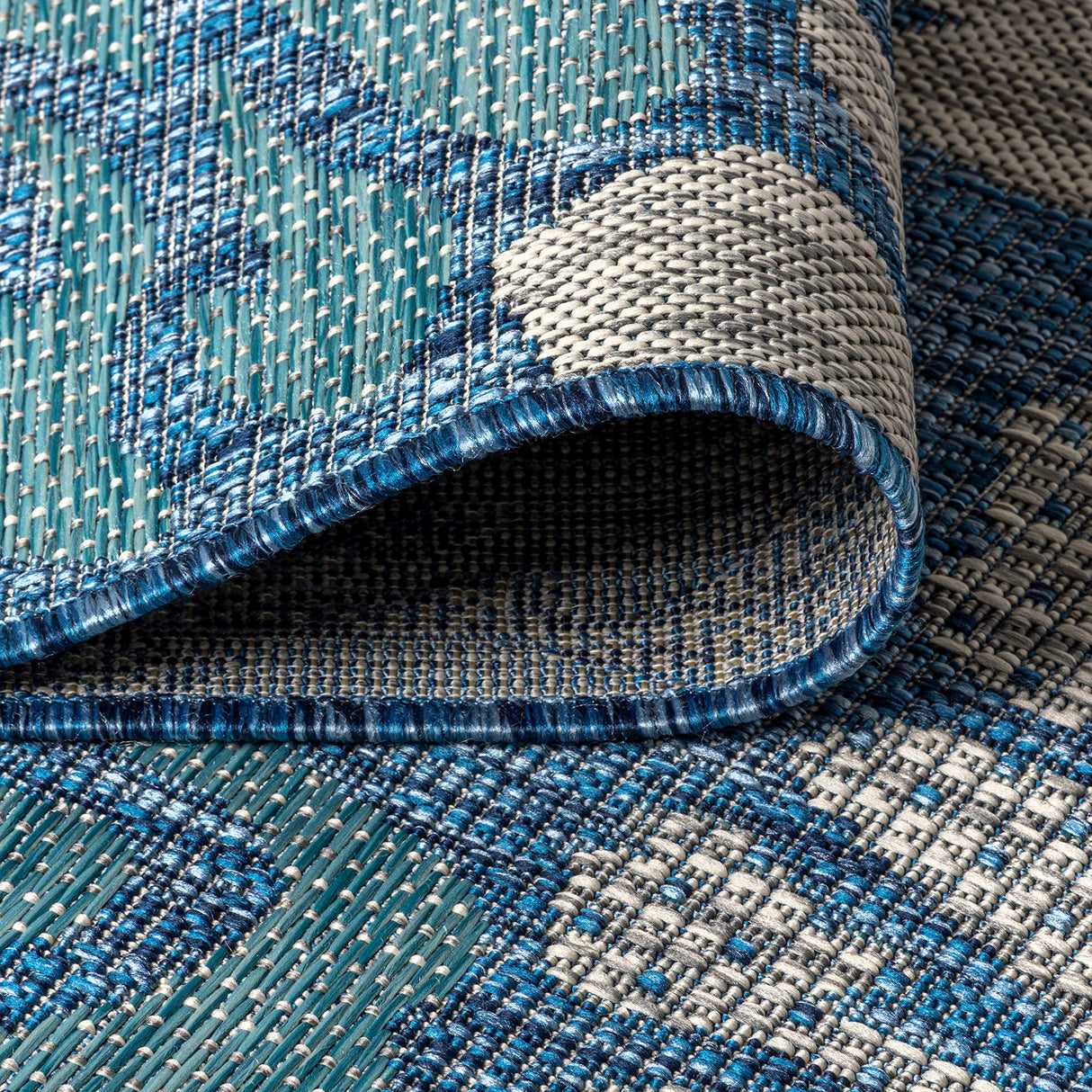 JONATHAN Y SMB110C-8 Zinnia Modern Floral Textured Weave Indoor Outdoor Area-Rug Bohemian Coastal Easy-Cleaning Bedroom Kitchen Backyard Patio Non Shedding, 8 X 10, Navy/Aqua JONATHAN Y