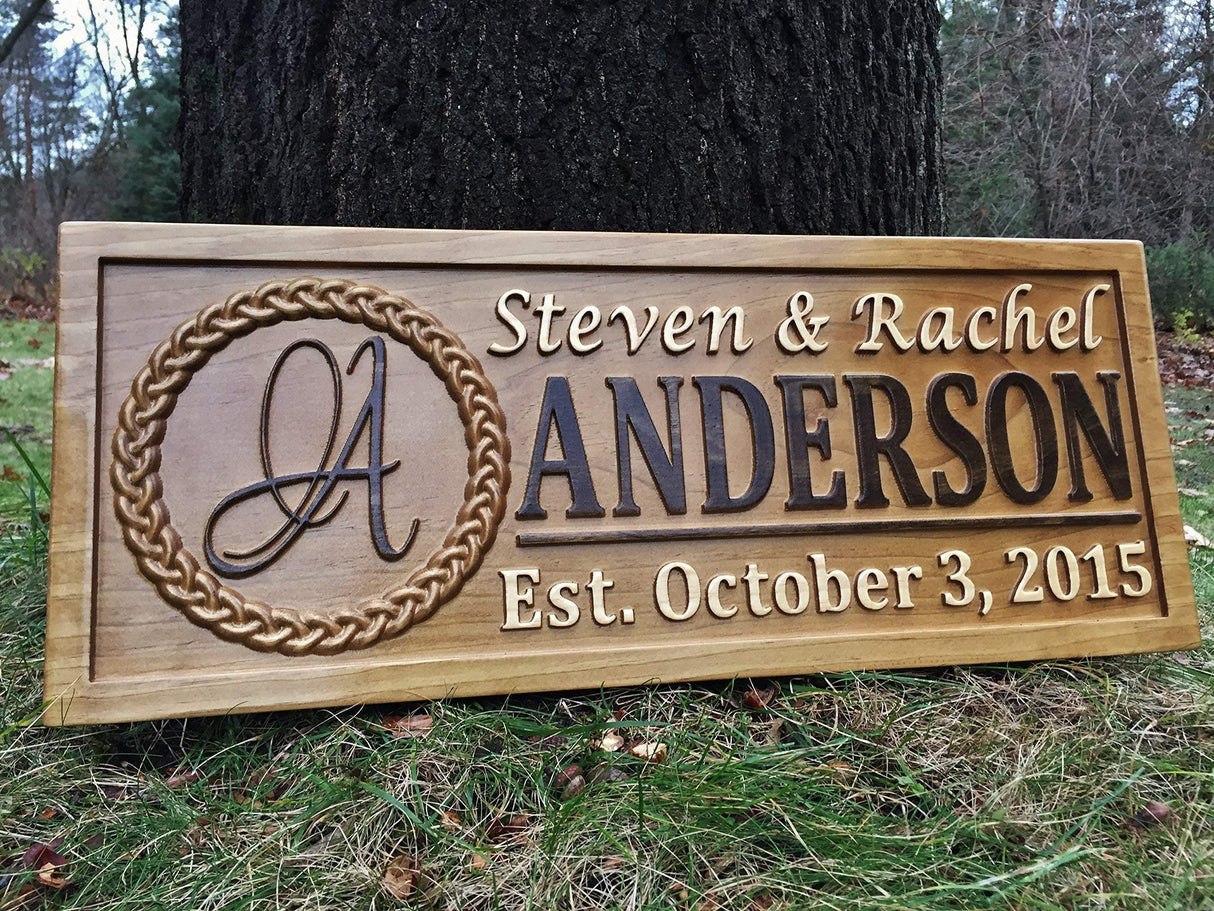Personalized Wedding Gift Last Name Established Sign Family Name Signs Custom Wood Sign Carved Wooden Sign 3D 5 Year Anniversary Gift Couple Last Name Sign 3D Woodworker