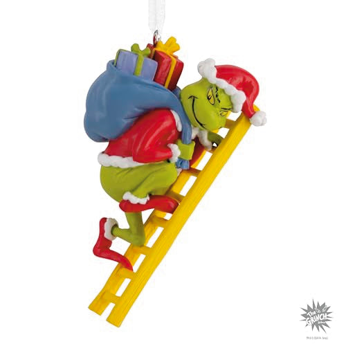 Hallmark Dr. Seuss's How The Grinch Stole Christmas! Grinch on Ladder Christmas Ornament, Christmas Movie Gifts Hallmark