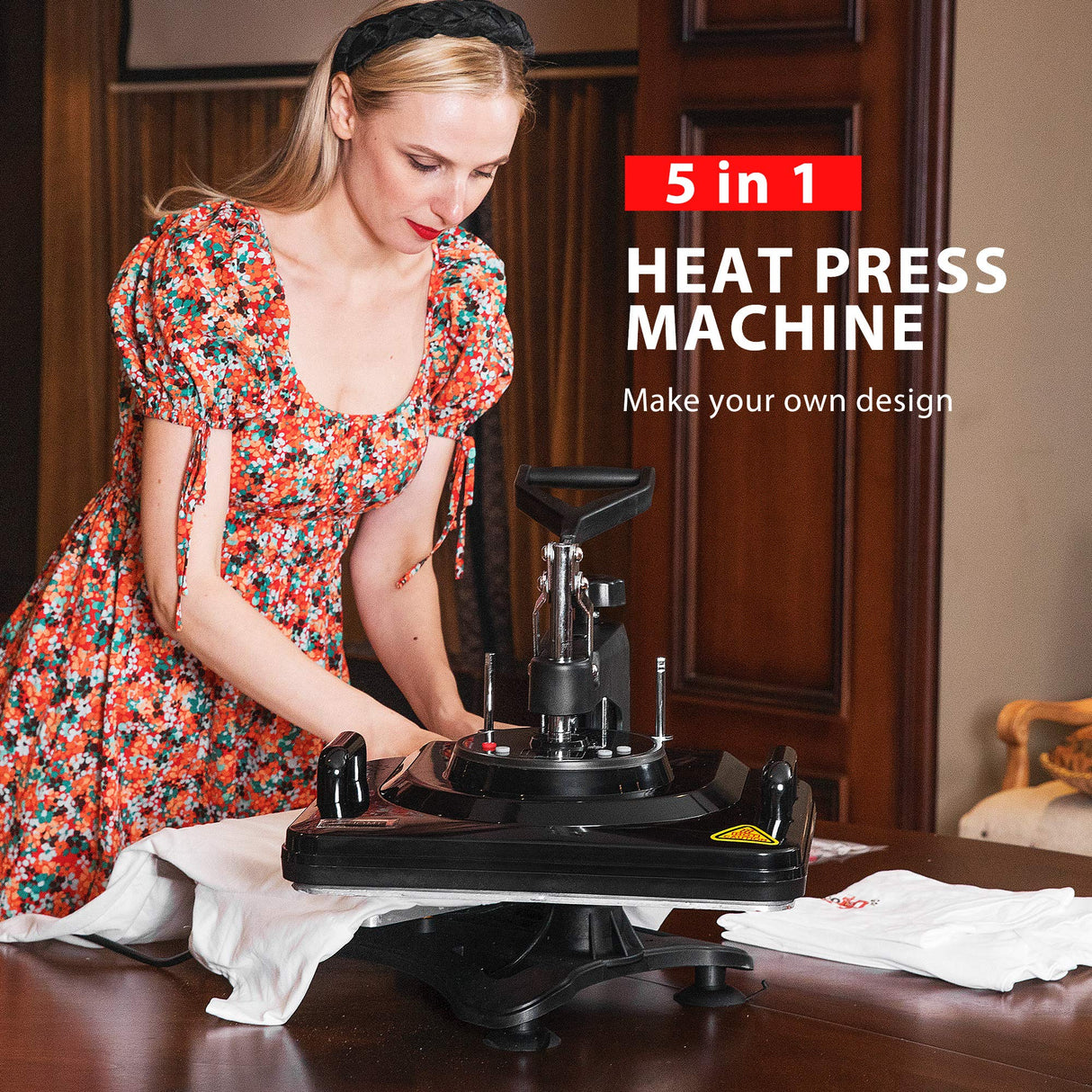 VIVOHOME Upgraded 5 in 1 Combo Multifunctional Swing Away Clamshell Printing Sublimation Heat Press Transfer Machine for T-Shirt Hat Cap Mug Plate 15 x 12 Inch Black VIVOHOME