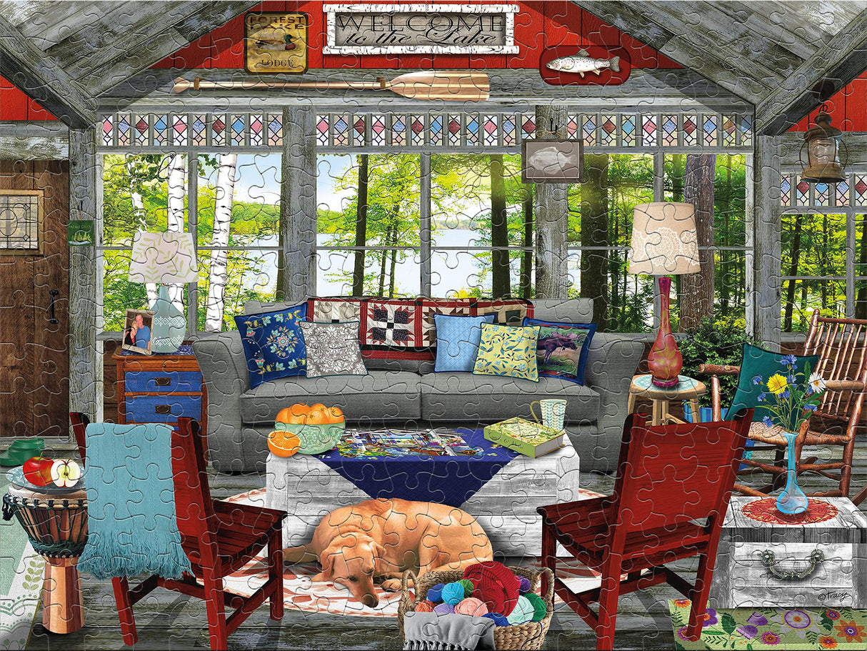 Ceaco - Tracy Flickinger - Lake Cabin - Oversized 300 Piece Jigsaw Puzzle, 24 x 18 Ceaco